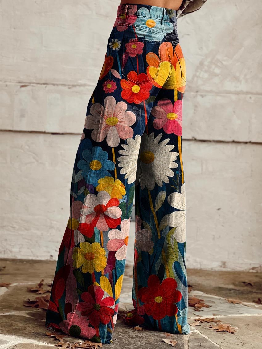 Weite Hose mit Blumenmuster
