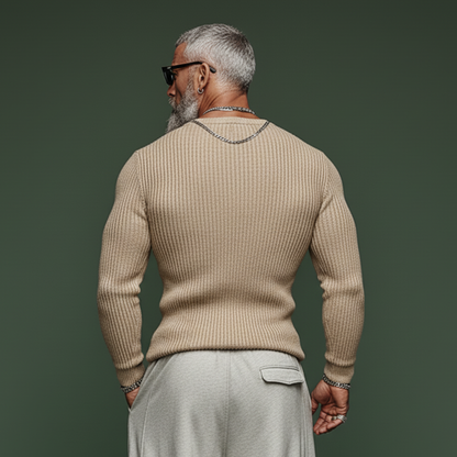 Men's Classic Casual Tough Style Henley Collar Slim Fit Sweater MTA2871J6K