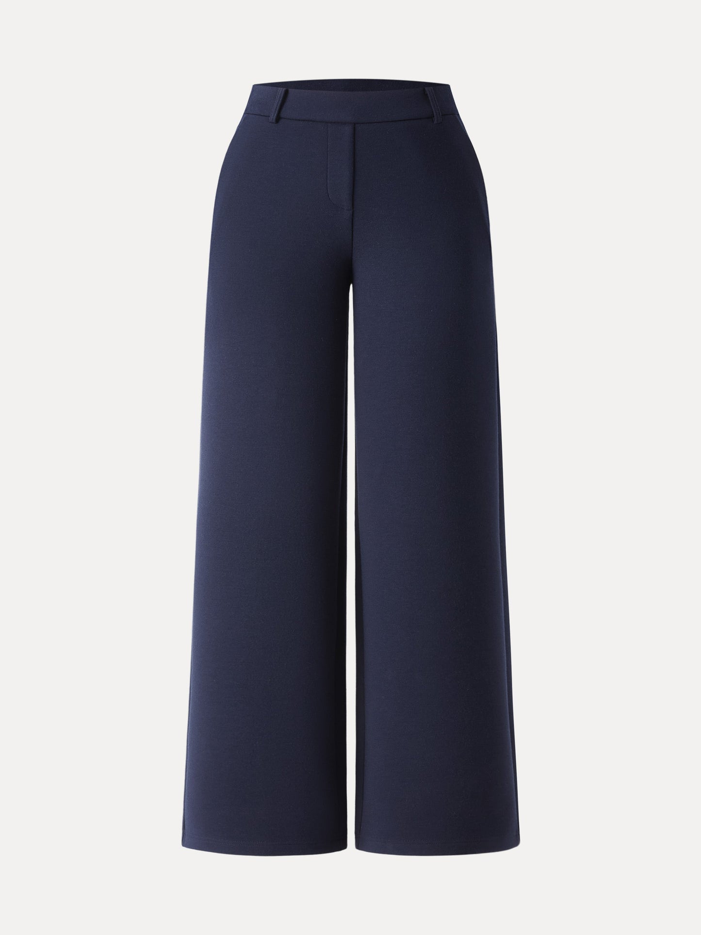 Stretchy Mid Rise Straight Leg Pull-on Pants with Pockets