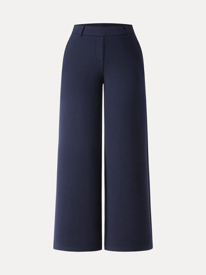 Stretchy Mid Rise Straight Leg Pull-on Pants with Pockets