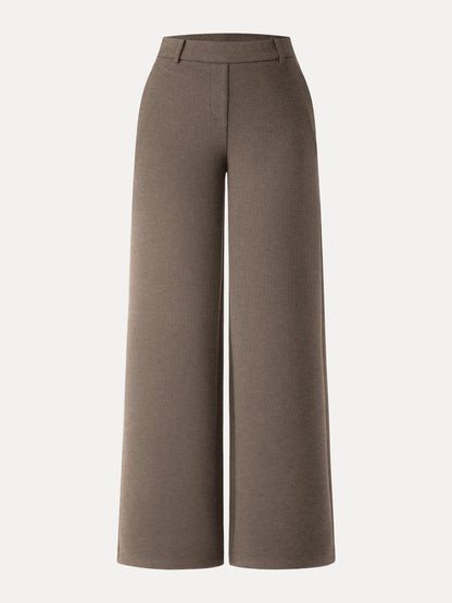 Stretchy Mid Rise Straight Leg Pull-on Pants with Pockets