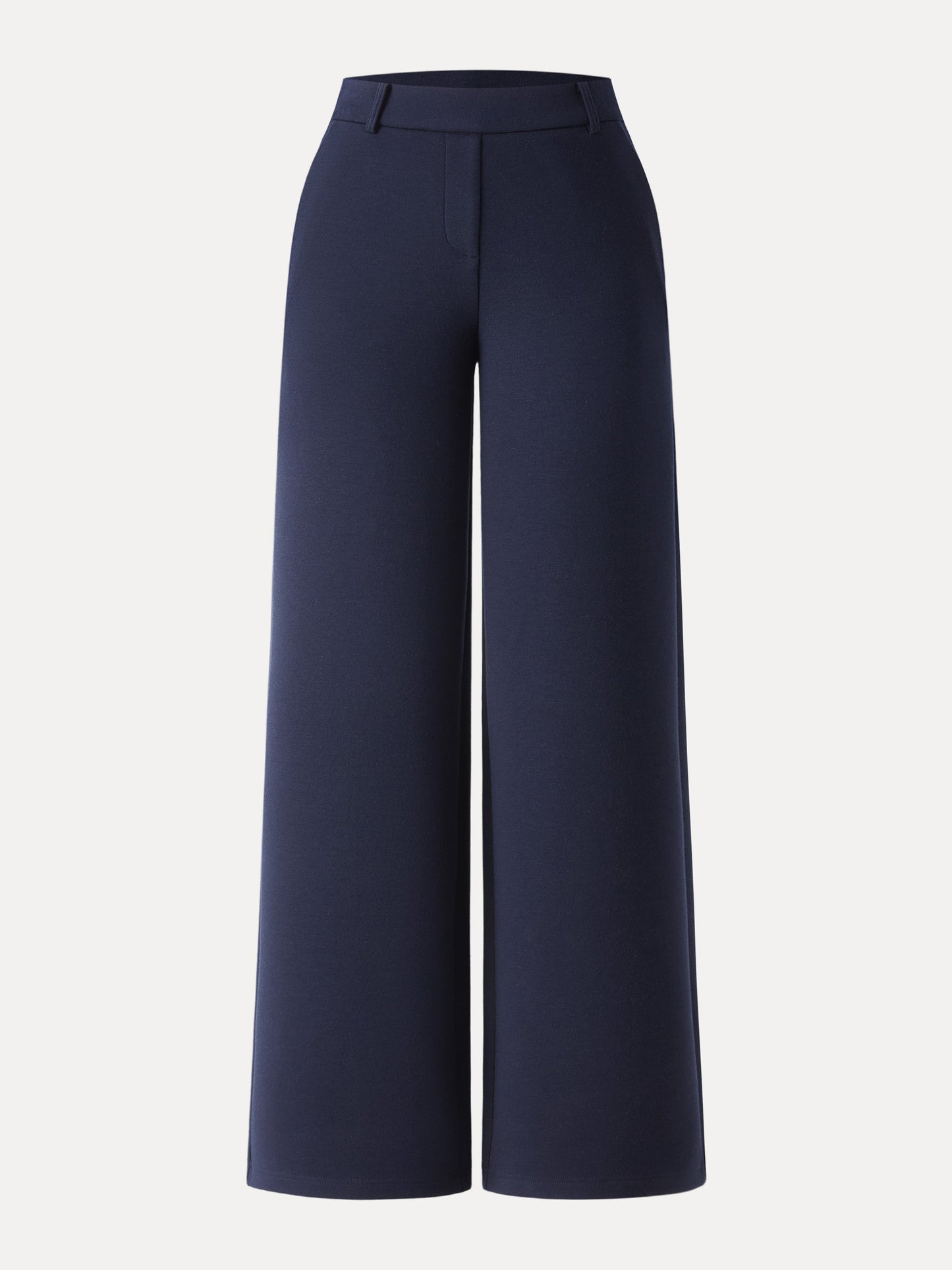 Stretchy Mid Rise Straight Leg Pull-on Pants with Pockets