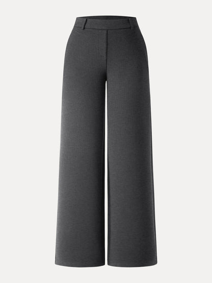 Stretchy Mid Rise Straight Leg Pull-on Pants with Pockets