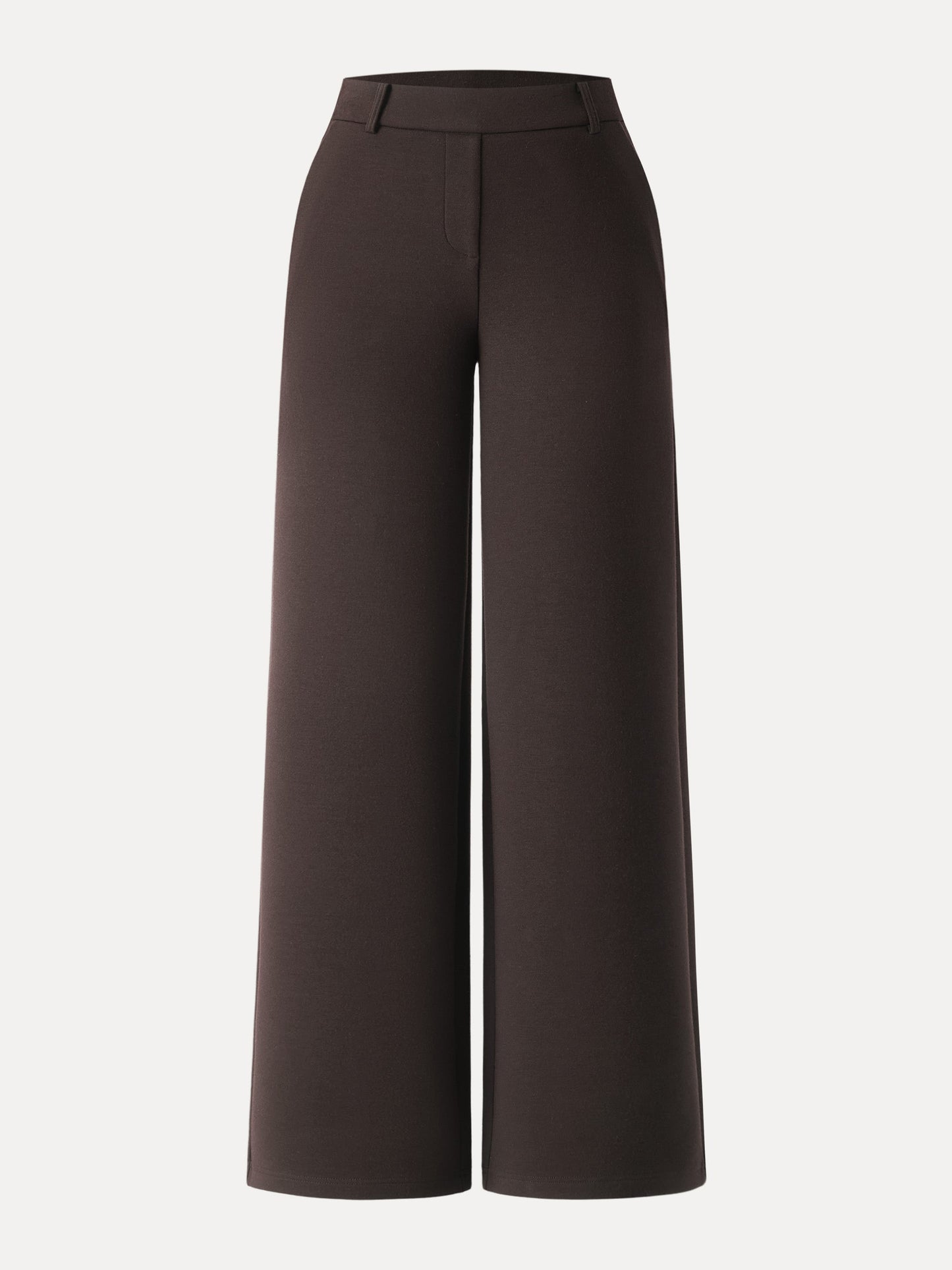 Stretchy Mid Rise Straight Leg Pull-on Pants with Pockets
