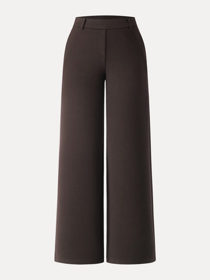 Stretchy Mid Rise Straight Leg Pull-on Pants with Pockets