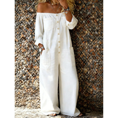 Denim-Jumpsuit mit Off-Shoulder-Ausschnitt