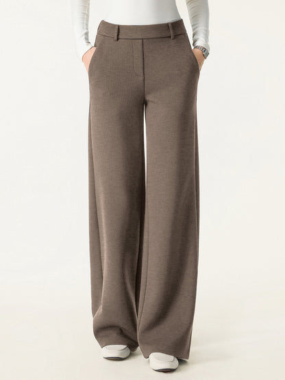 Stretchy Mid Rise Straight Leg Pull-on Pants with Pockets
