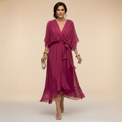 Chiffon-Kleid mit V-Ausschnitt
