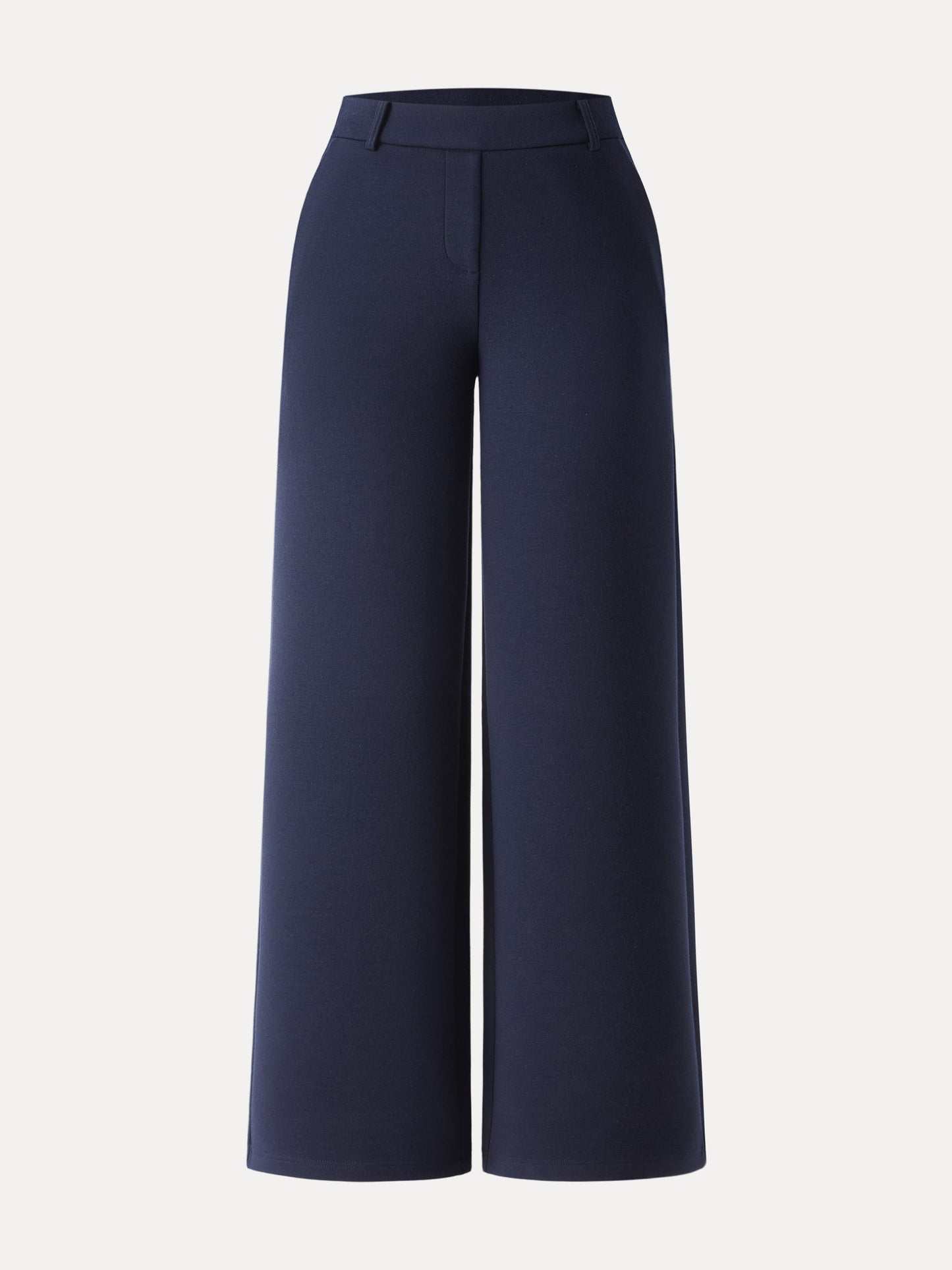 Stretchy Mid Rise Straight Leg Pull-on Pants with Pockets