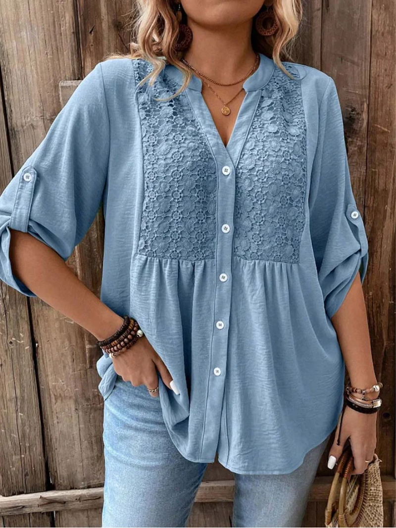Bluse mit V-Ausschnitt und Knopfleiste