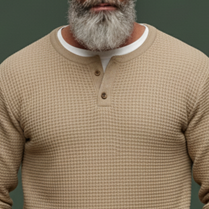 Men's Classic Casual Faux Two-piece Waffle Knit Long-sleeved T-shirt MTA0831L6K