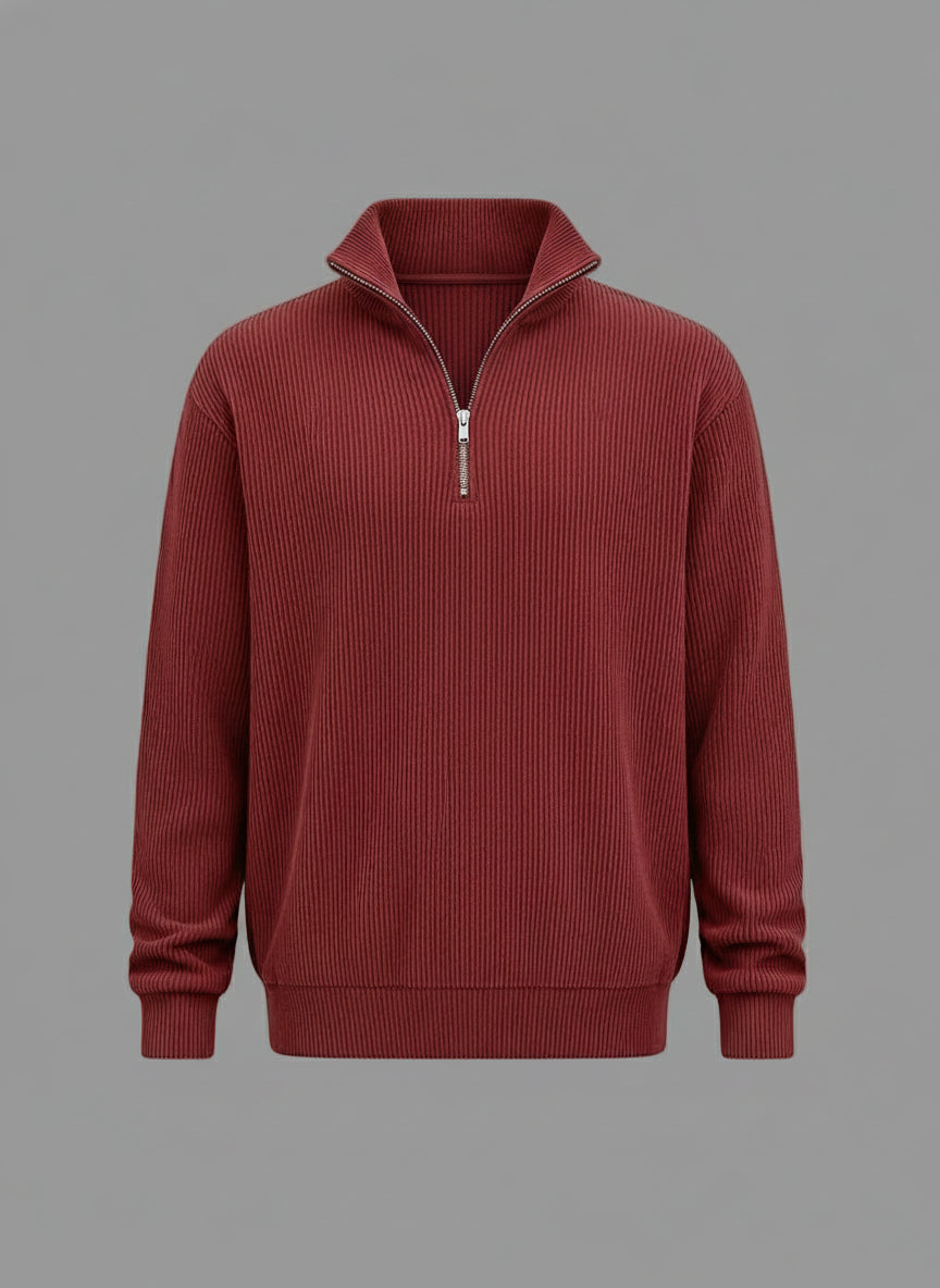 Herrenpullover mit halbem Reißverschluss