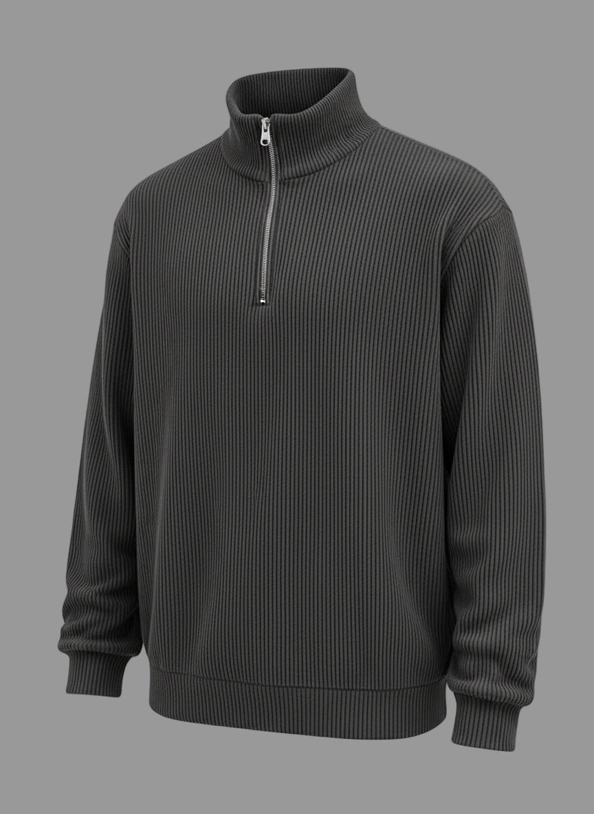 Herrenpullover mit halbem Reißverschluss