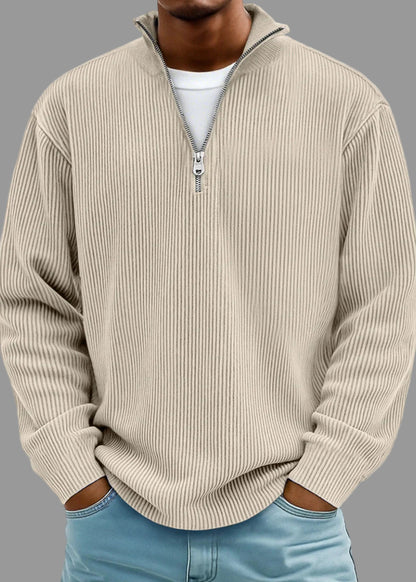 Herrenpullover mit halbem Reißverschluss