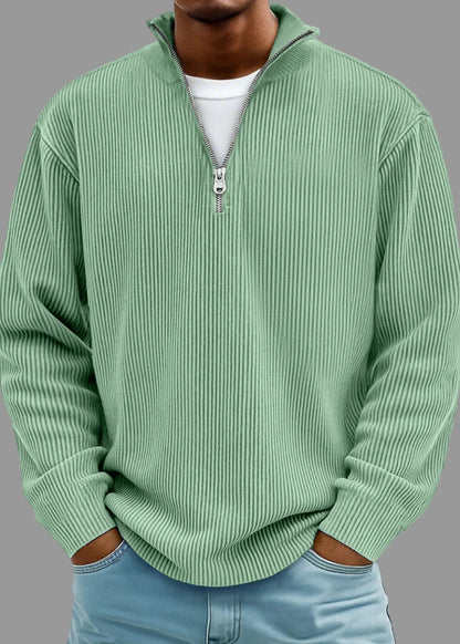 Herrenpullover mit halbem Reißverschluss