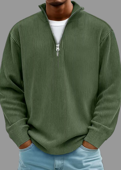 Herrenpullover mit halbem Reißverschluss