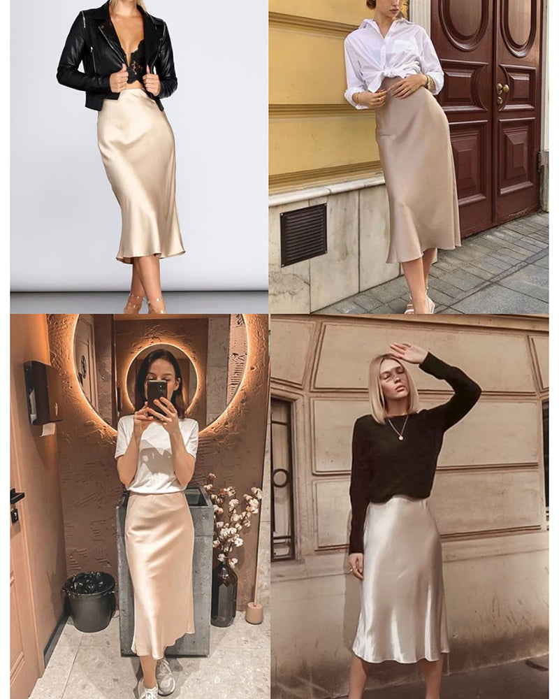 Eleganter Satinrock mit Reißverschluss