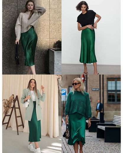 Eleganter Satinrock mit Reißverschluss