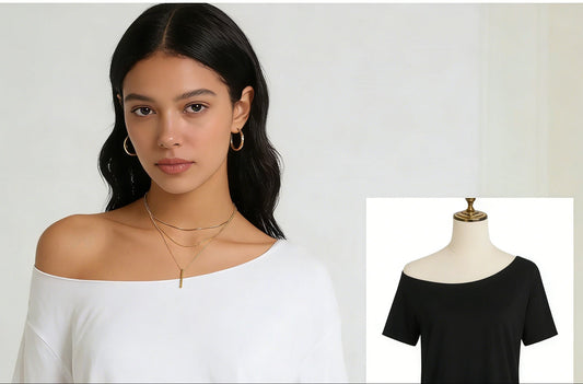 Lockeres Schulter-T-Shirt mit kurzen Ärmeln