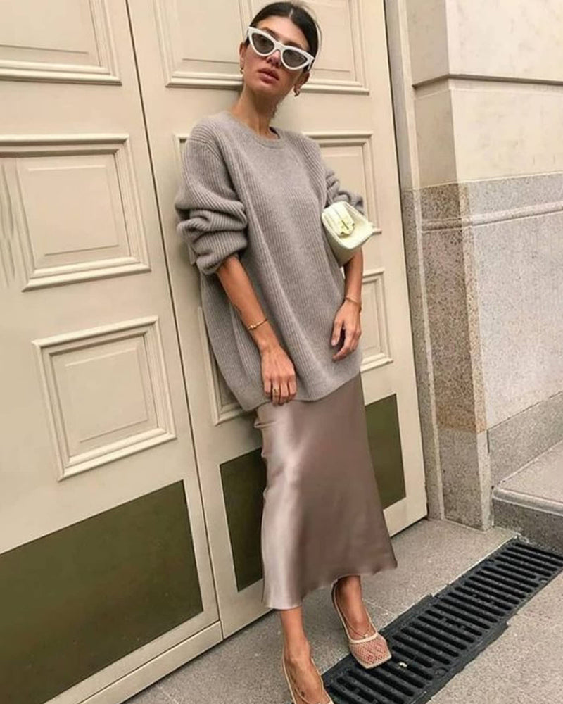 Eleganter Satinrock mit Reißverschluss