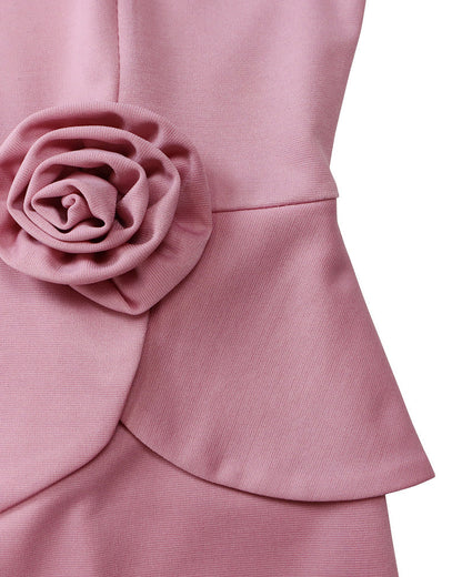Elegantes figurbetontes Etuikleid mit 3D-Blumenapplikation