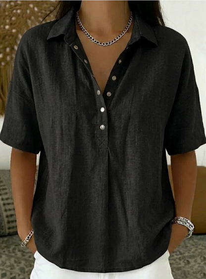Tessa | Bluse mit Kragen und Knopfdetail