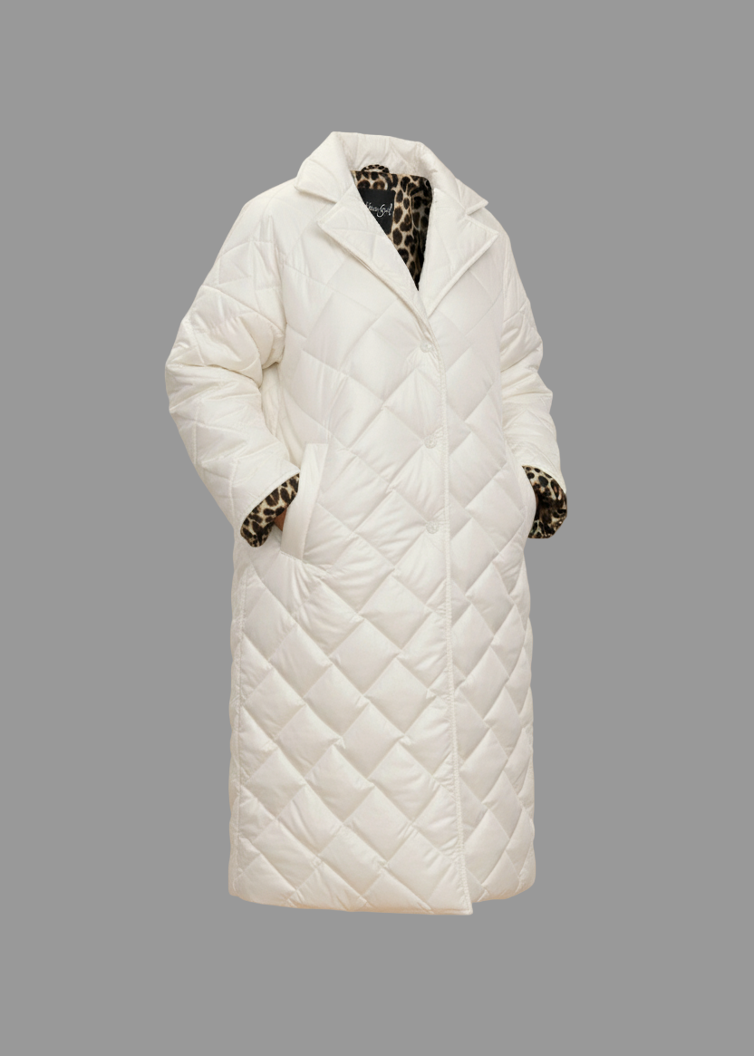 Gepolsterte, halblange, wendbare Jacke mit Leopardenfutter