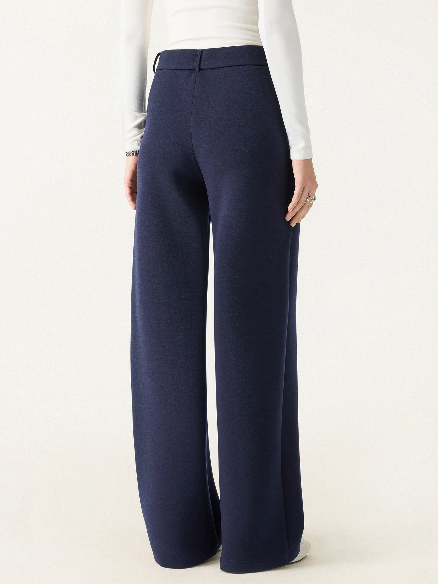 Stretchy Mid Rise Straight Leg Pull-on Pants with Pockets