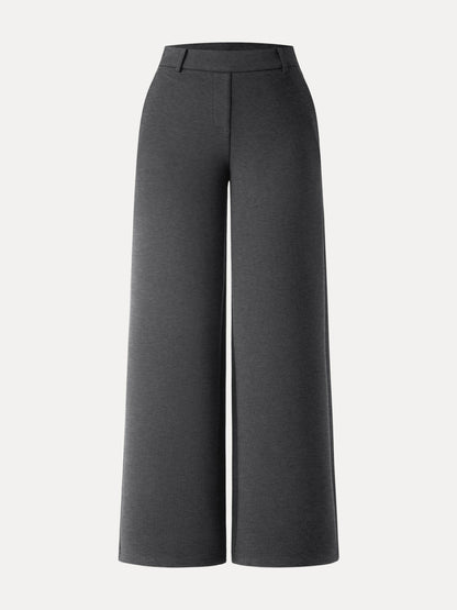 Stretchy Mid Rise Straight Leg Pull-on Pants with Pockets