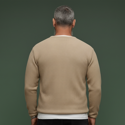 Men's Classic Casual Faux Two-piece Waffle Knit Long-sleeved T-shirt MTA0831L6K