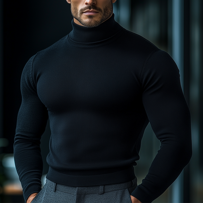 Men's Winter Cotton Knit Slim-fit Turtleneck Sweater MTA0829L4P