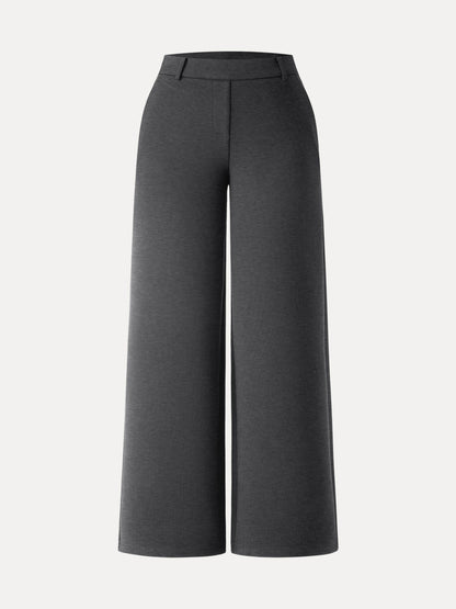 Stretchy Mid Rise Straight Leg Pull-on Pants with Pockets