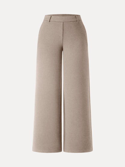 Stretchy Mid Rise Straight Leg Pull-on Pants with Pockets