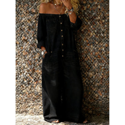 Denim-Jumpsuit mit Off-Shoulder-Ausschnitt