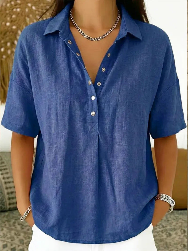 Tessa – Blouse met kraag en knoopdetail - optimize
