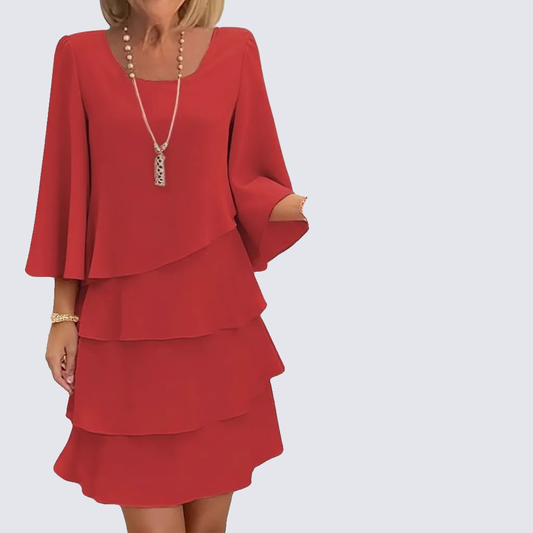 Elegantes, mehrlagiges Rüschenkleid für Damen - remove_bg