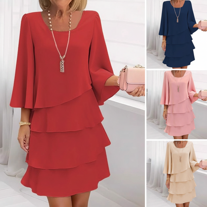 Elegantes, mehrlagiges Rüschenkleid für Damen