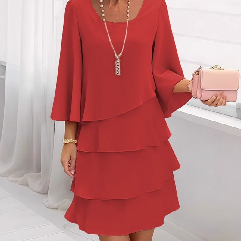 Elegantes, mehrlagiges Rüschenkleid für Damen