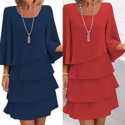 Elegantes, mehrlagiges Rüschenkleid für Damen