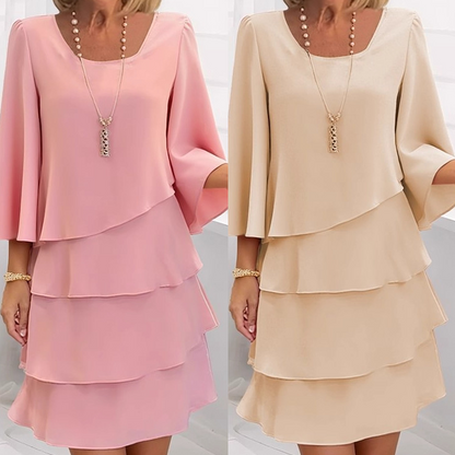 Elegantes, mehrlagiges Rüschenkleid für Damen