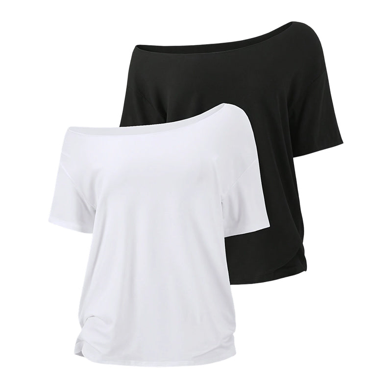 Lockeres Schulter-T-Shirt mit kurzen Ärmeln